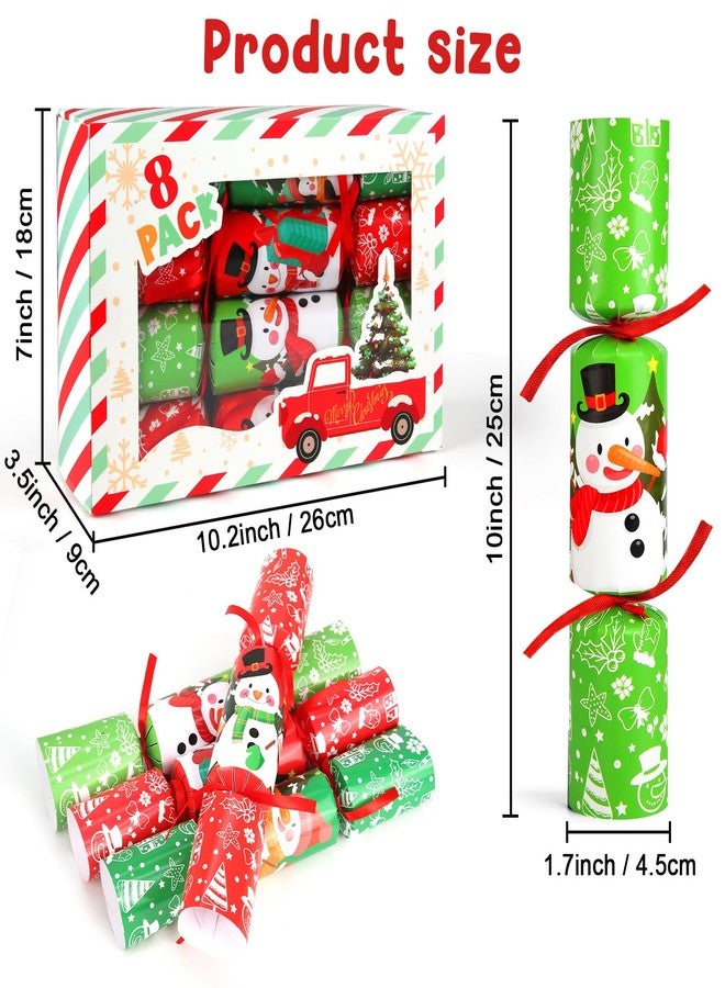 SURCVIO 8 Pack Non-Snap Christmas Table Party Favors with Party Hats Joke Little Gifts for Kids Adults, Christmas Snowman Design, Xmas Seasonal Holiday Dinner Traditions Supplies - Image 4